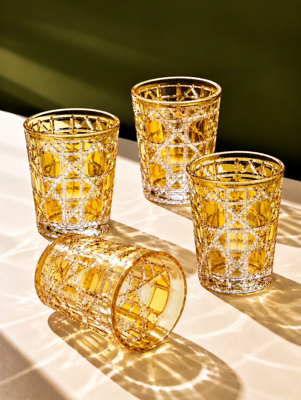 Yellow Diamond Glass Set