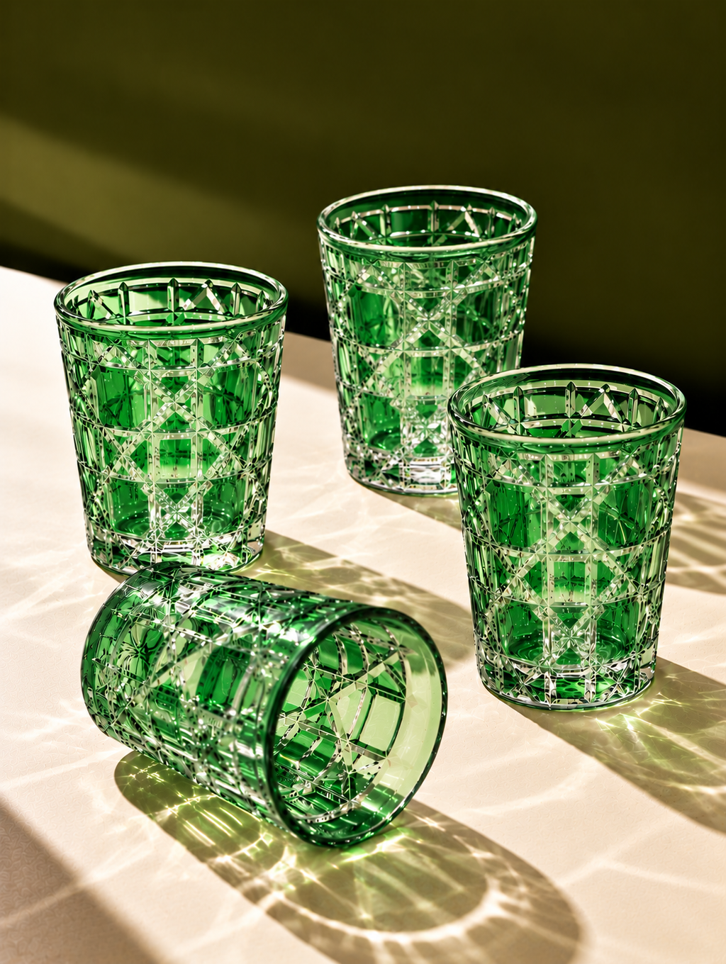 Green Diamond Glass Set