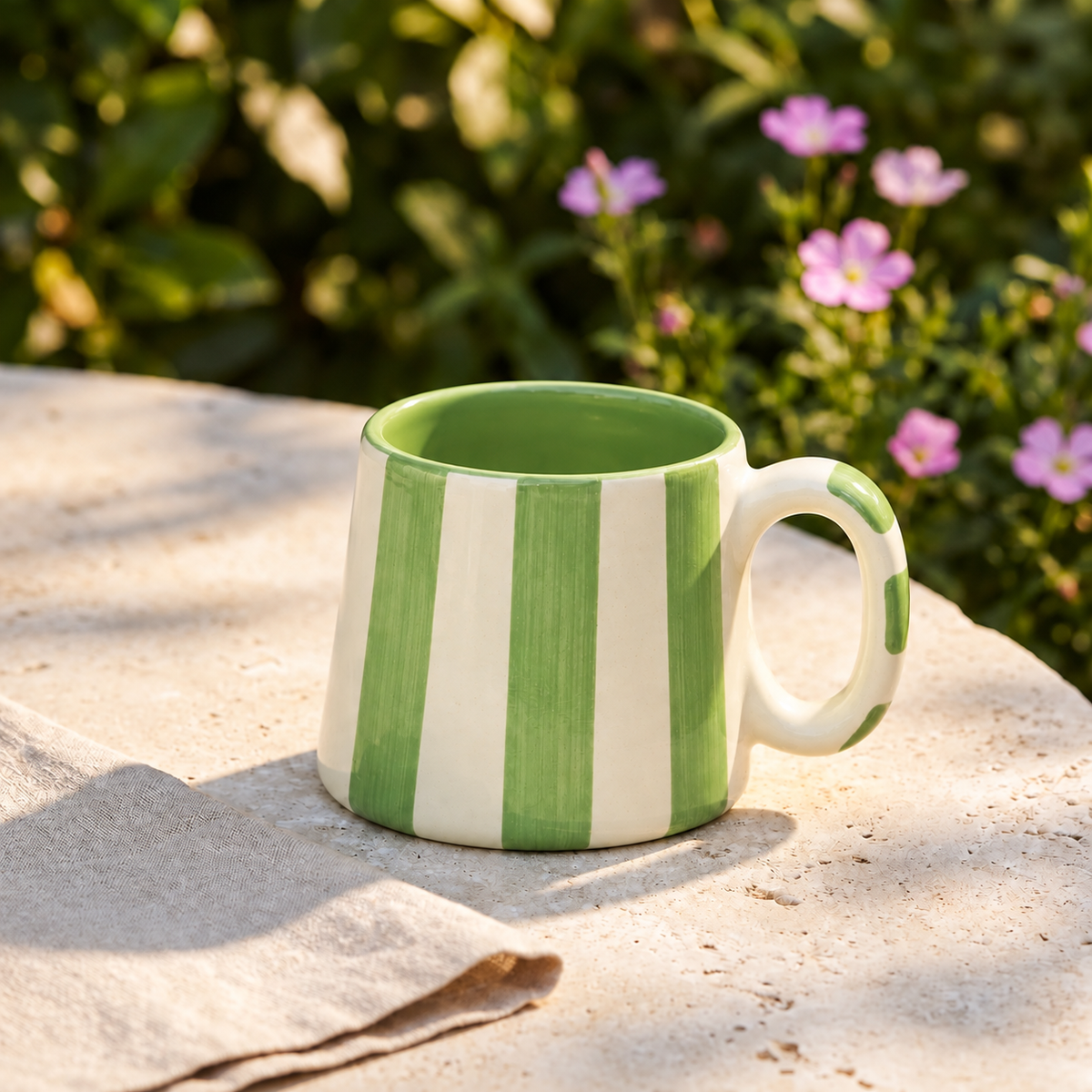 Green Striped Mug (Set of 2)