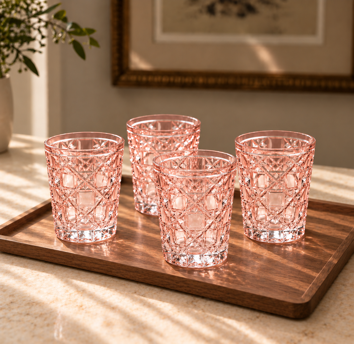 Pink Diamond Glass Set