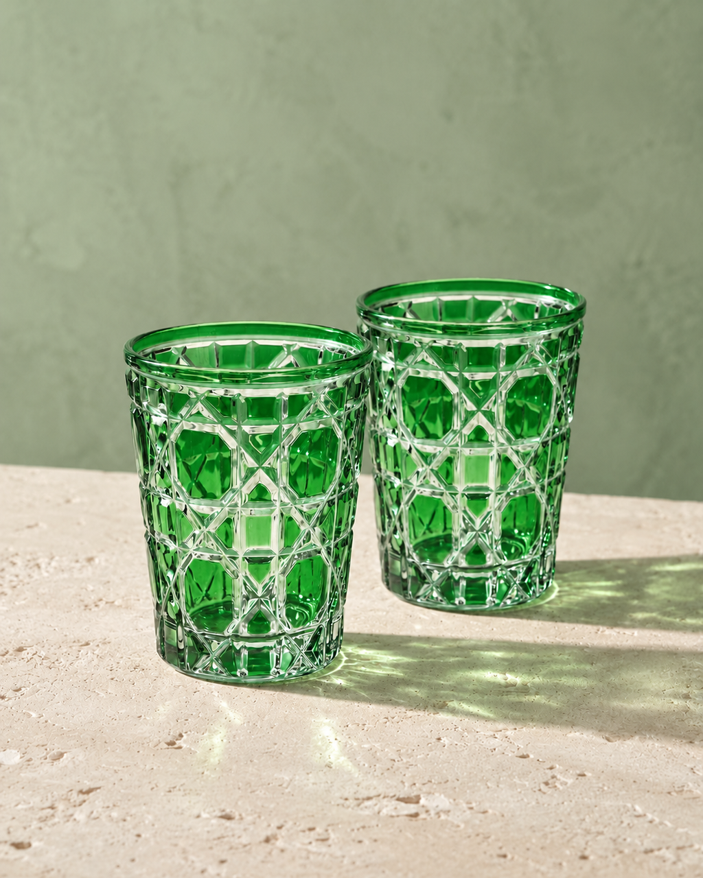 Green Diamond Glass Set