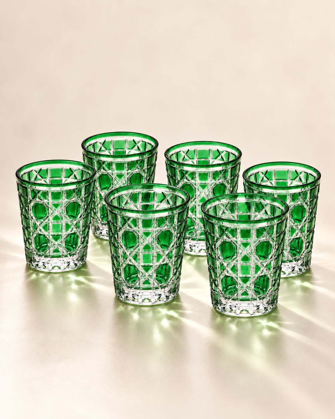 Green Diamond Glass Set