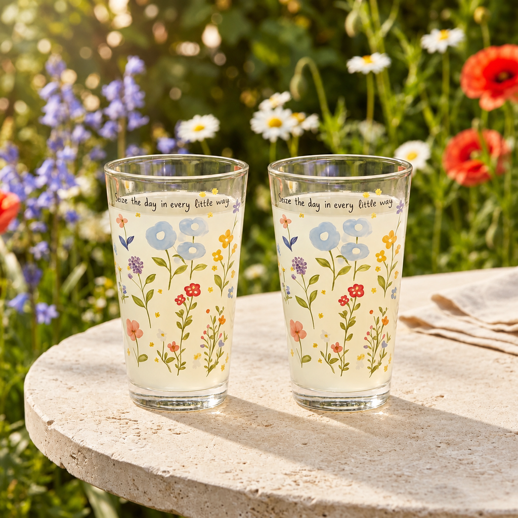 Floral Long Glass | Set of 2