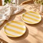 Yellow Striped Ceramic Plate (Set of 2)