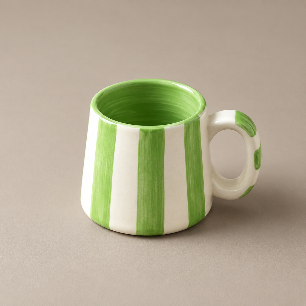 Green Striped Mug (Set of 2)