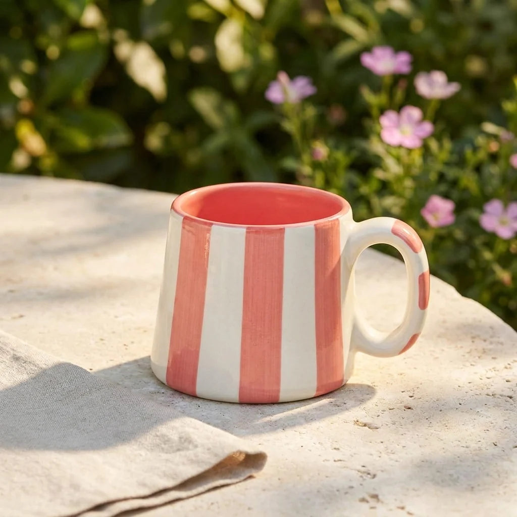 Pink Striped Mug (Set of 2)