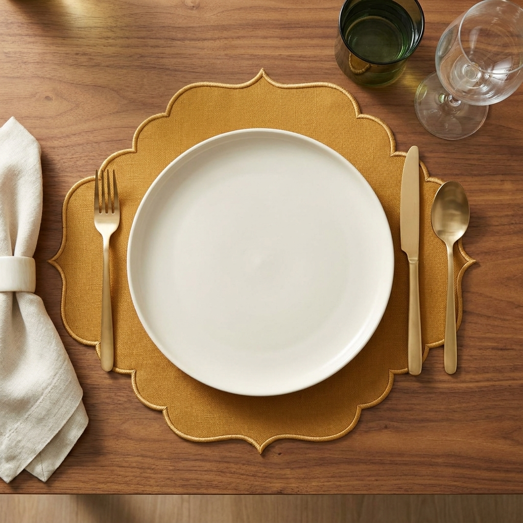 Mustard Scalloped Table Mat
