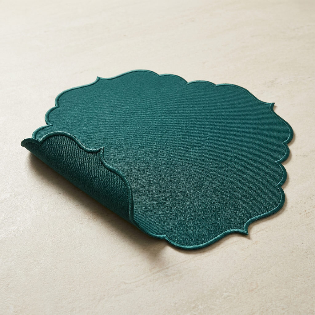 Teal Scalloped Table Mat