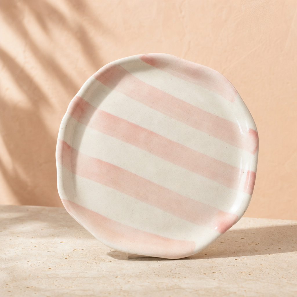 Pink Striped Plate (Set of 2)