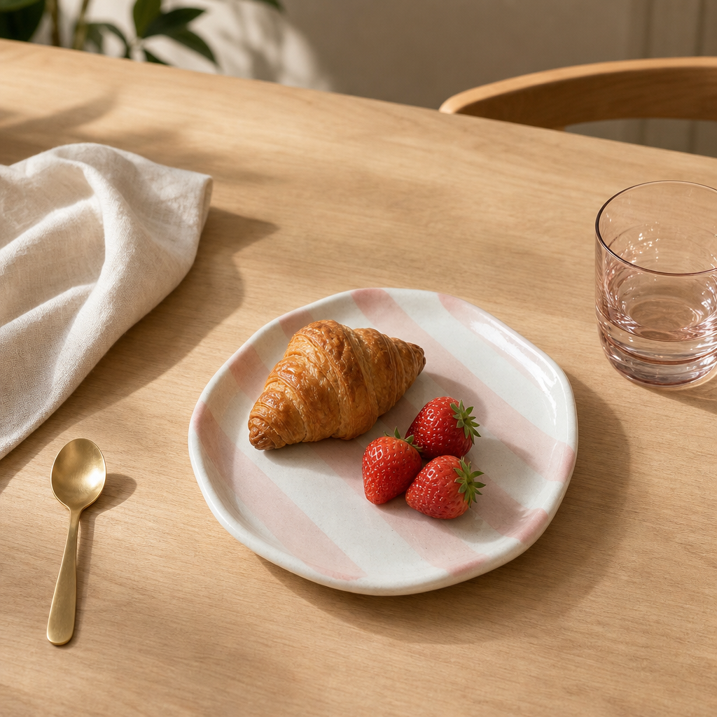 Pink Striped Plate (Set of 2)