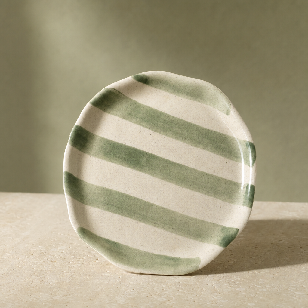 Green Striped Plate (Set of 2)