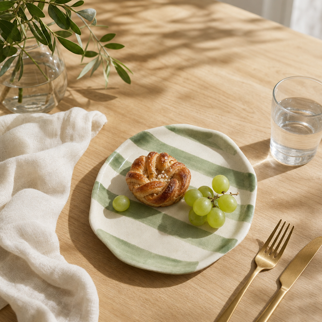 Green Striped Plate (Set of 2)