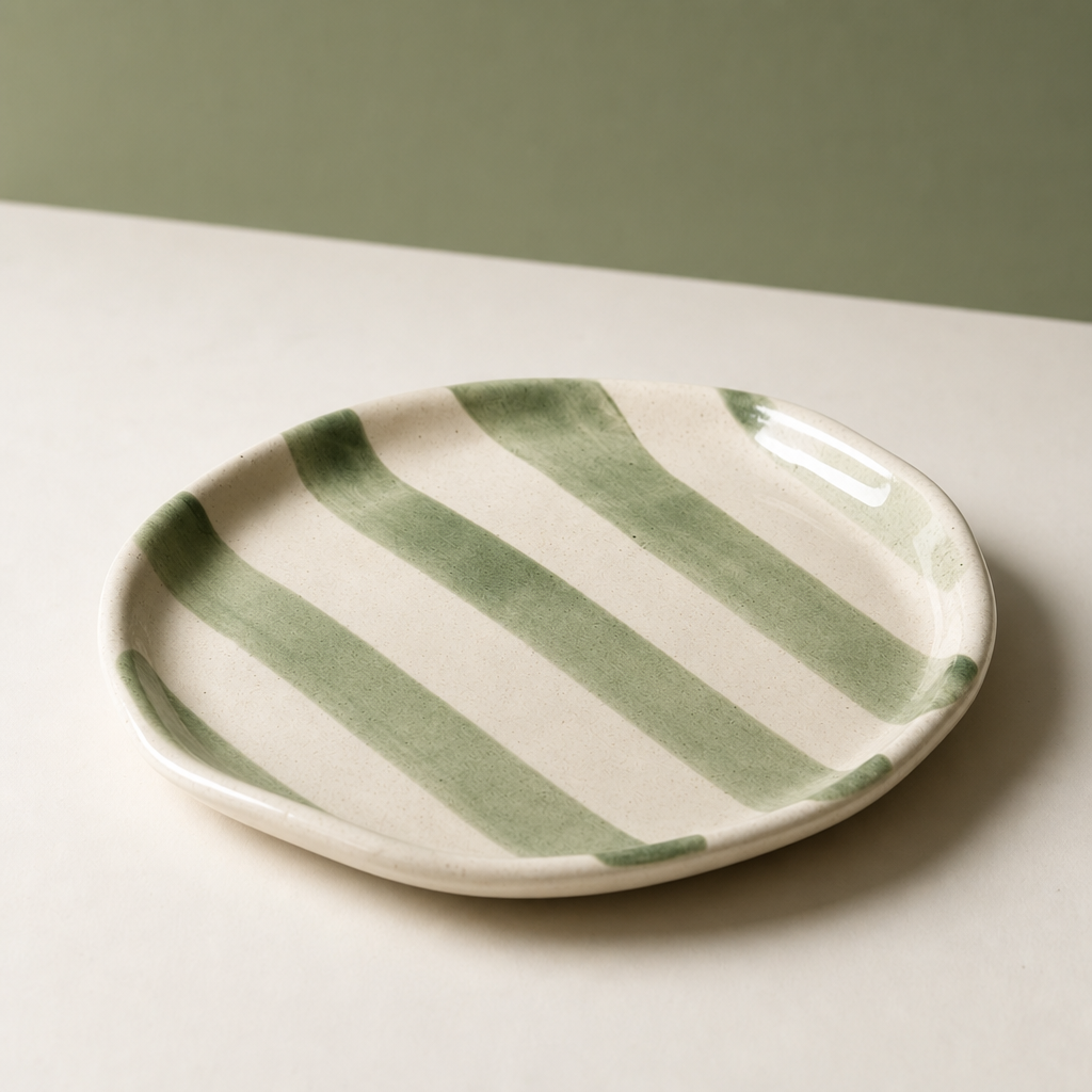 Green Striped Plate (Set of 2)