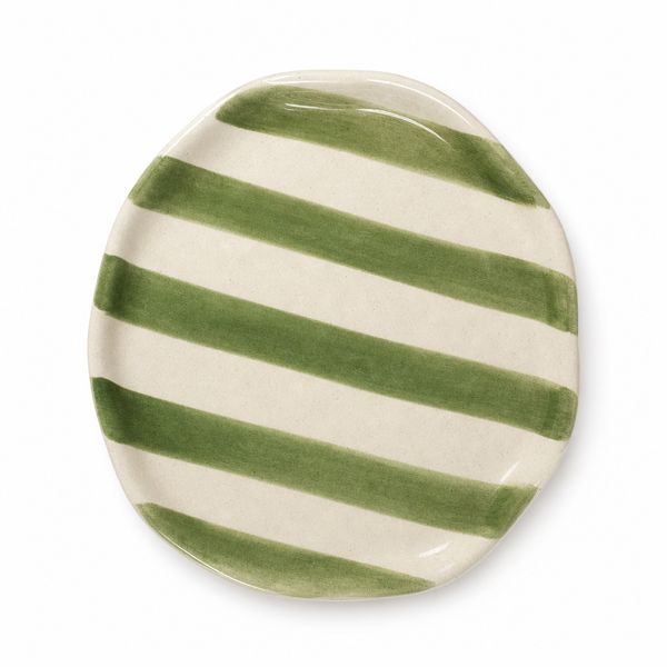 Green Striped Ceramic Tray