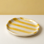 Yellow Striped Ceramic Plate (Set of 2)