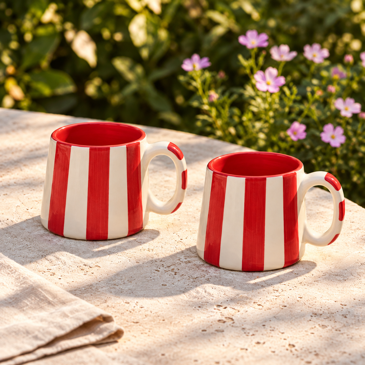 Red Striped Mug (Set of 2)