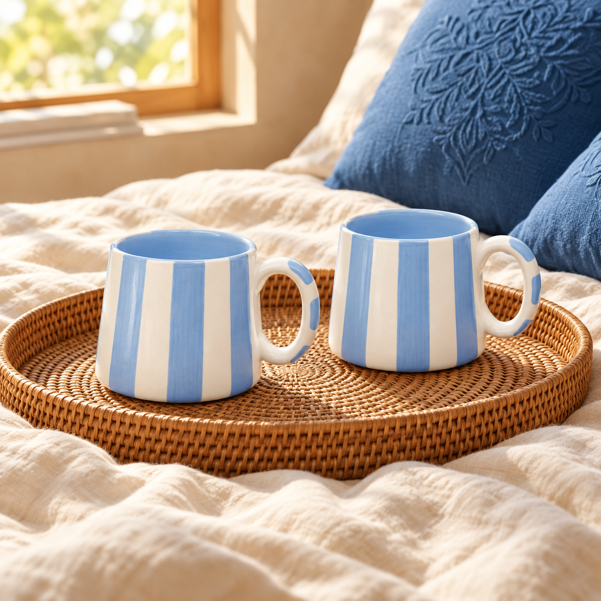 Blue Striped Mug (Set of 2)