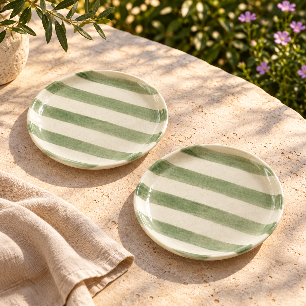 Green Striped Plate (Set of 2)